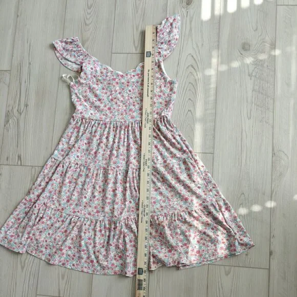 Floral Women's Dress A-Line Ruffle Straps Pink Small Monteau Los Angeles - Picture 10 of 11